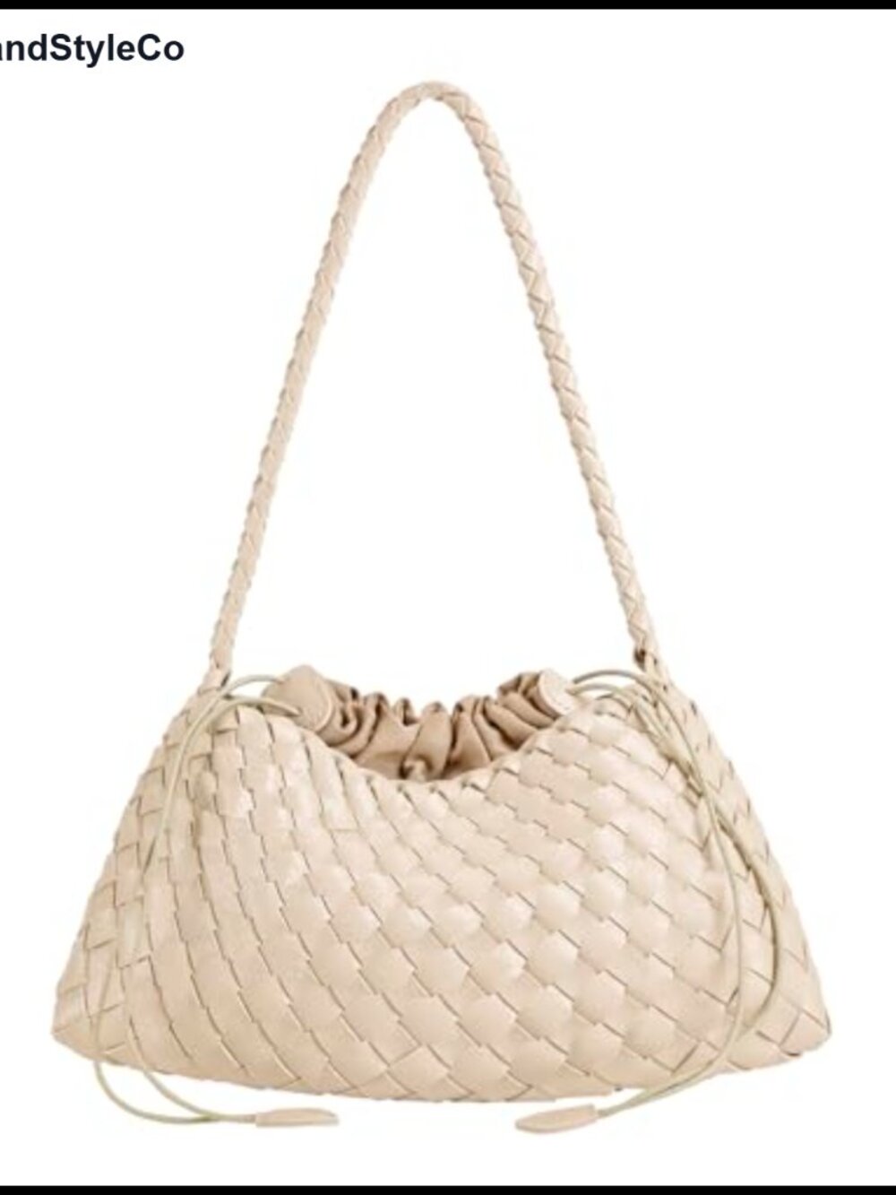 Woven Basket Handbag Tote Shoulder Bag Faux Leather Hobo Purse